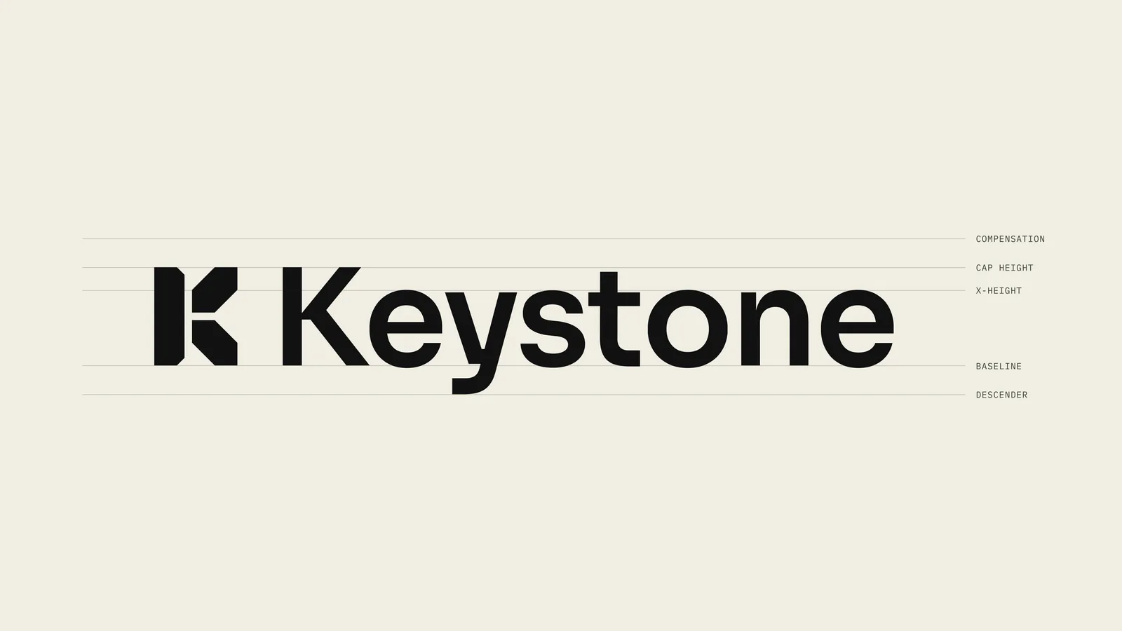 Keystone wordmark with the K mark, on off-white paper