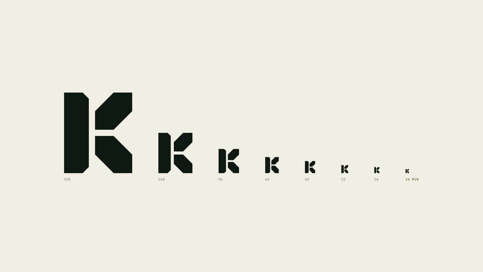 The K mark at descending sizes