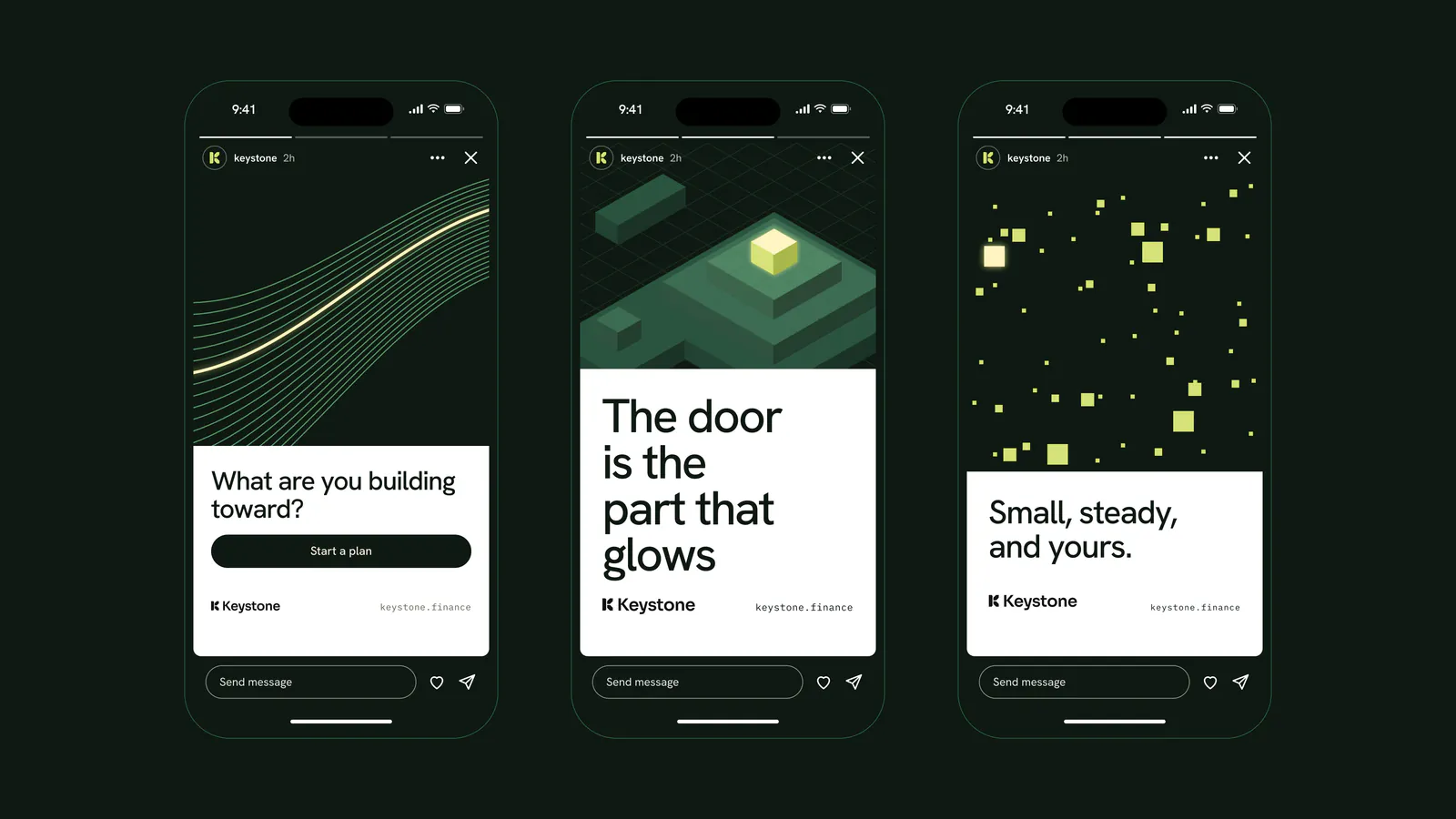 Phone screens with growth lines and the line The door is the part that glows