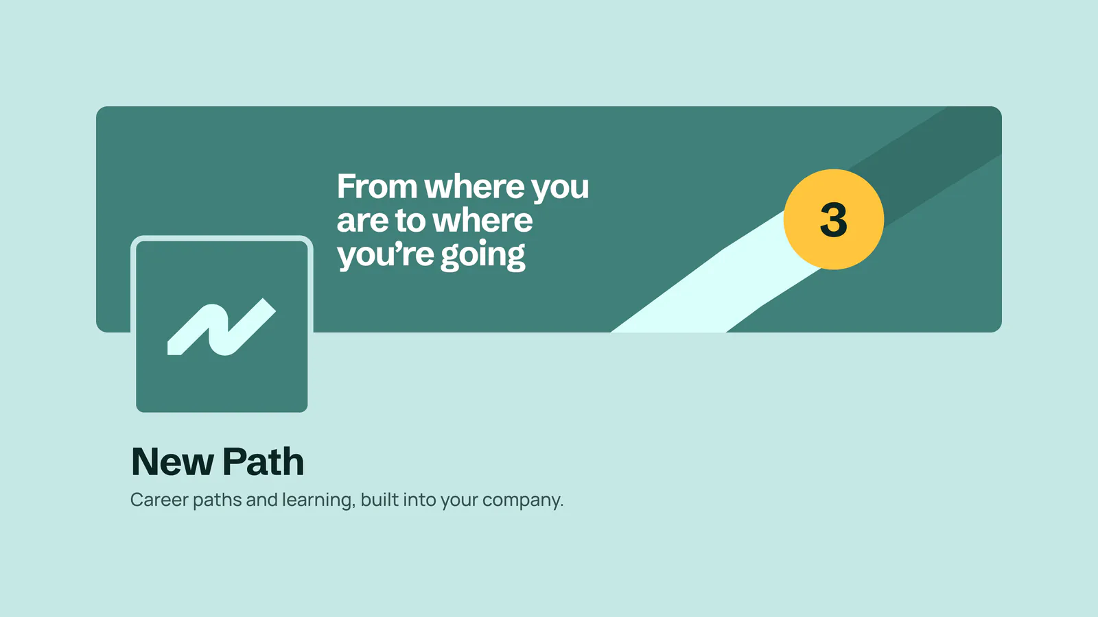 Social profile banner and avatar with the New Path mark: Career paths and learning, built into your company
