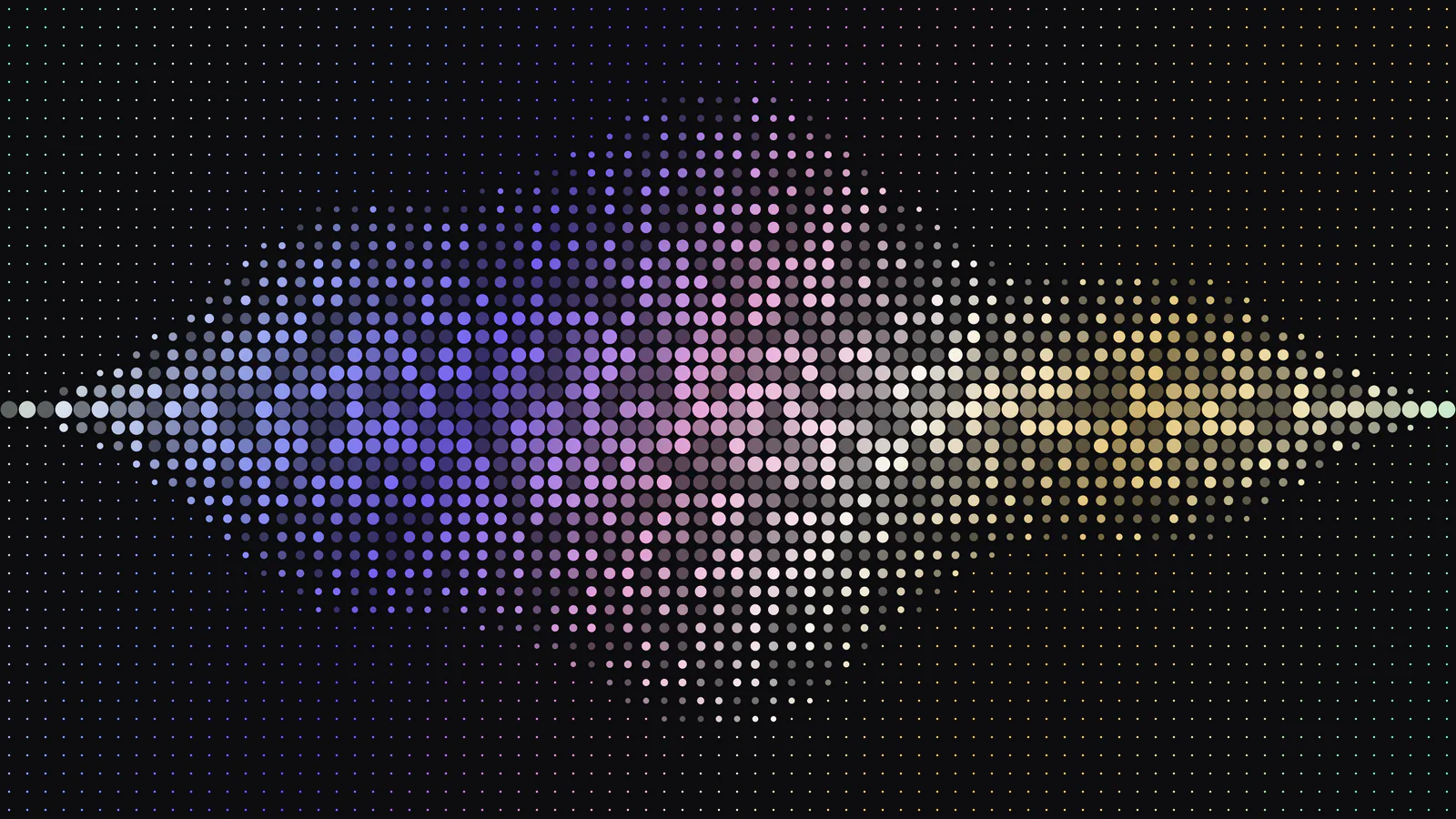 Voice waveform made of iridescent dots on black