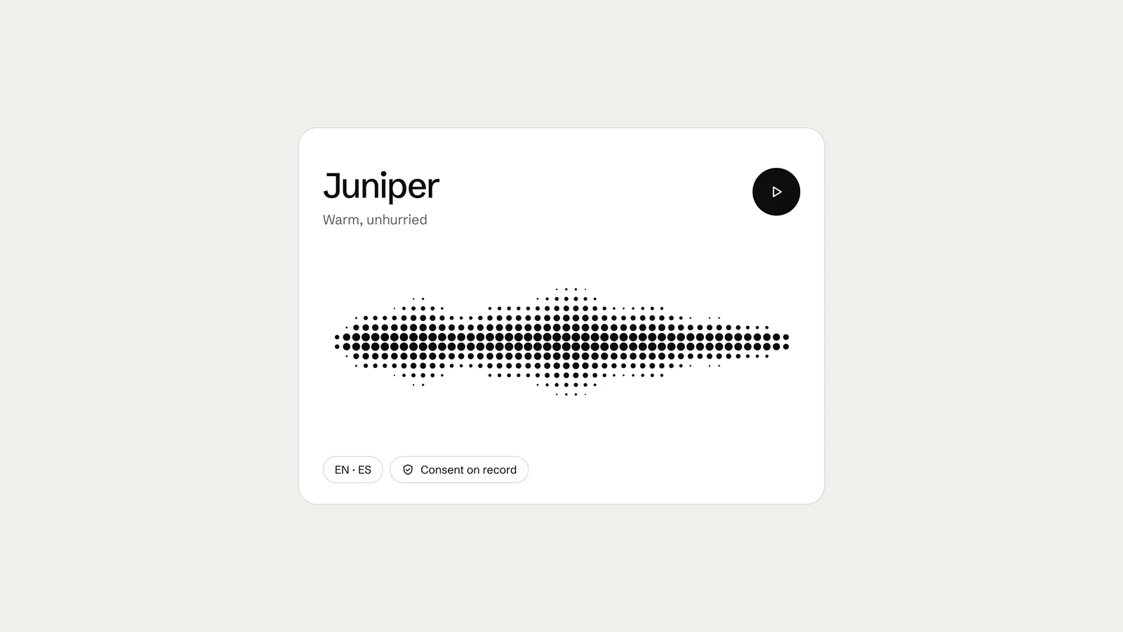 Juniper voice card with a dotted waveform