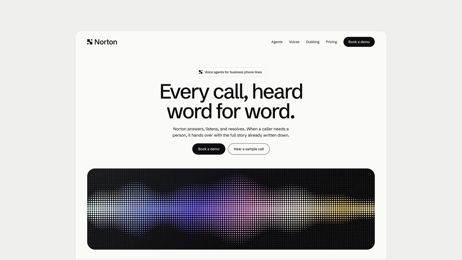 Norton website hero: Every call, heard word for word.