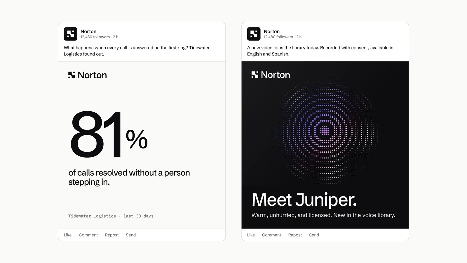 Social posts: 81% of calls resolved without a person stepping in; Meet Juniper