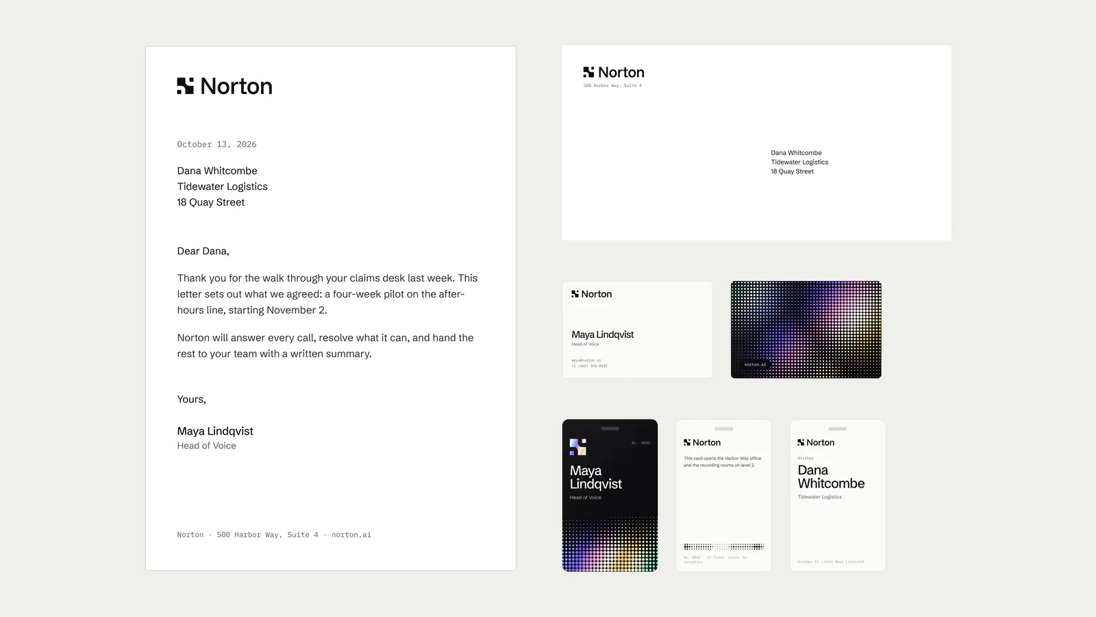 Norton letterhead and envelope stationery