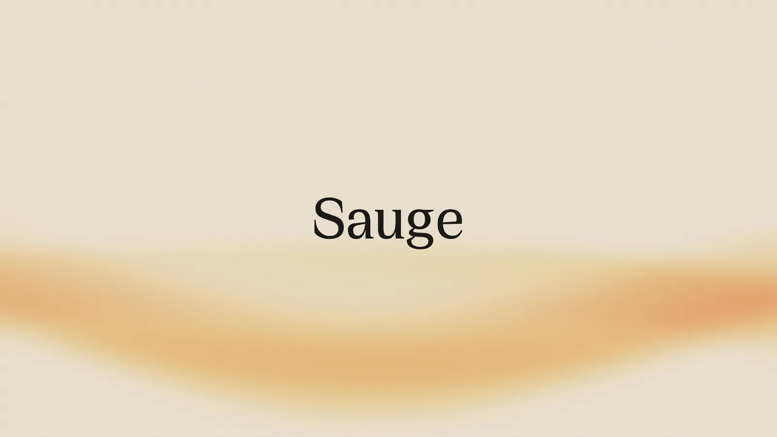 Sauge wordmark in black on a soft amber gradient wash